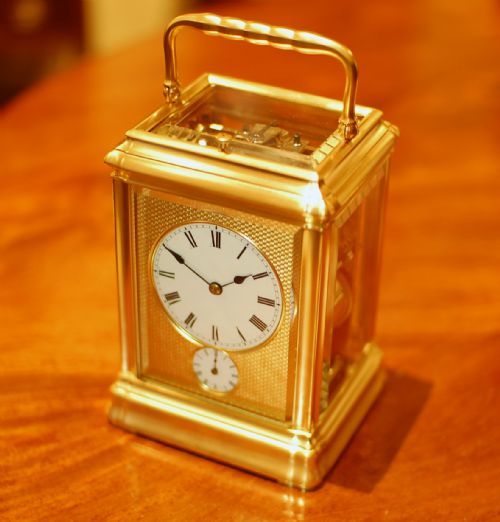 CARRIAGE CLOCK BY GUSTAVE SANDOZ QUARTER STRIKE - ADDITIONAL PHOTO 1