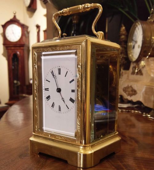 gilt carriage clock - CATEGORY: ANTIQUE CLOCKS - DATED 19TH CENTURY