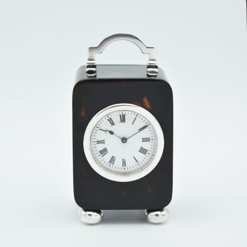 small timepiece 'tortioseshell style' carriage clock - CATEGORY: ANTIQUE CLOCKS - DATED EDWARDIAN