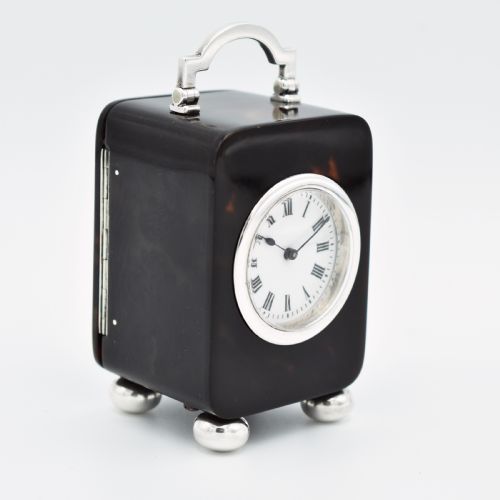 SMALL TIMEPIECE 'TORTIOSESHELL STYLE' CARRIAGE CLOCK - ADDITIONAL PHOTO 1