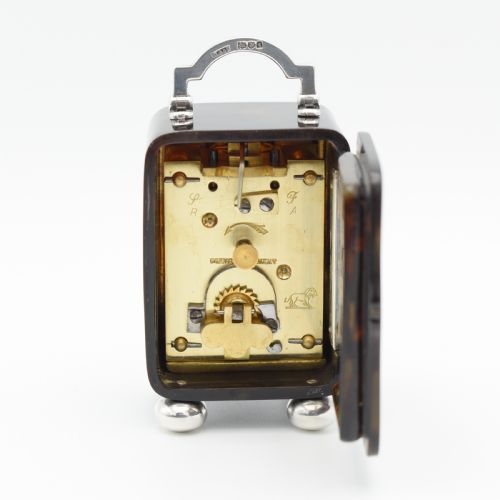 SMALL TIMEPIECE 'TORTIOSESHELL STYLE' CARRIAGE CLOCK - ADDITIONAL PHOTO 4