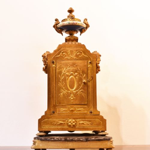 DECORATIVE FRENCH CLOCK WITH SEVRES PANELS AND GARNITURES - ADDITIONAL PHOTO 3