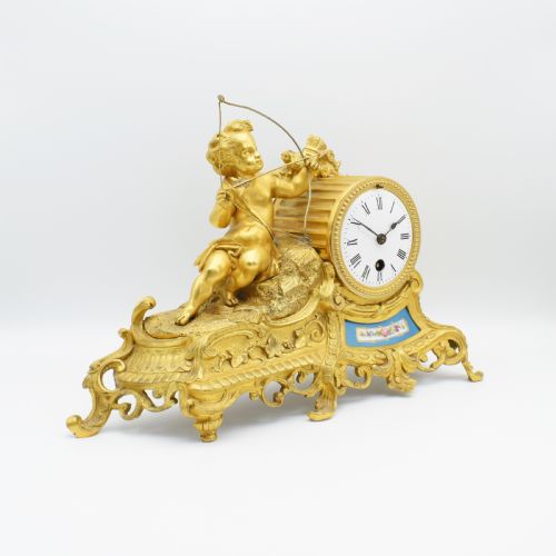 FRENCH DECORATIVE TIMEPIECE MANTEL CLOCK - ADDITIONAL PHOTO 1