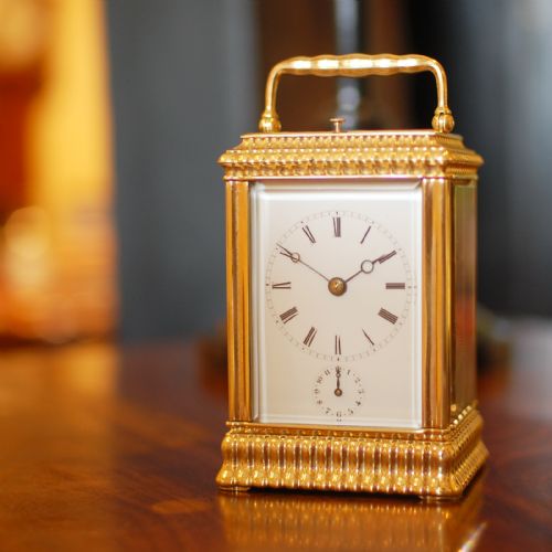 rare 'gadrooned' carriage clock - CATEGORY: ANTIQUE CLOCKS - DATED 1880