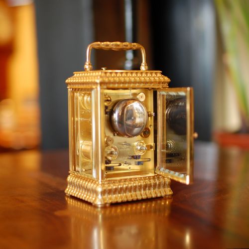RARE 'GADROONED' CARRIAGE CLOCK - ADDITIONAL PHOTO 1
