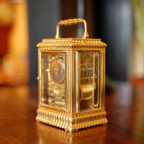 RARE 'GADROONED' CARRIAGE CLOCK - ADDITIONAL PHOTO 2