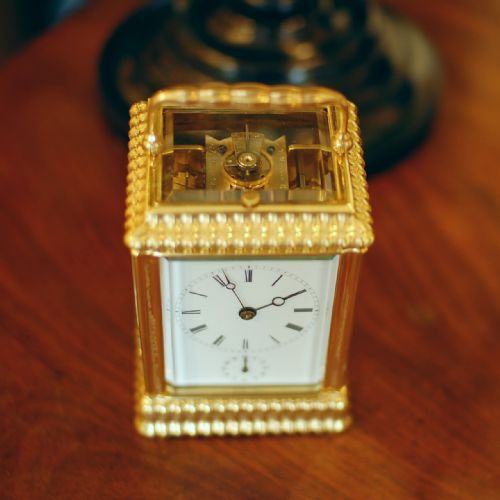RARE 'GADROONED' CARRIAGE CLOCK - ADDITIONAL PHOTO 3