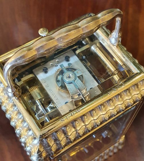 RARE 'GADROONED' CARRIAGE CLOCK - ADDITIONAL PHOTO 5