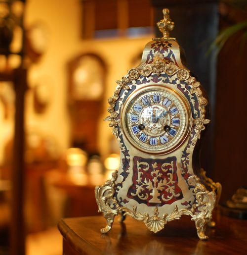 french boulle mantel clock - CATEGORY: ANTIQUE CLOCKS - DATED 1890