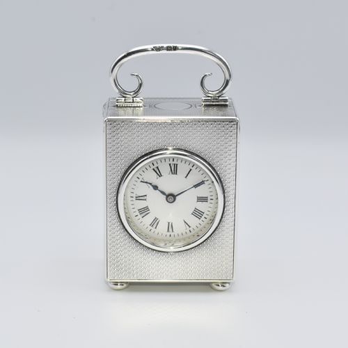 silver miniature timepiececlock - CATEGORY: ANTIQUE CLOCKS - DATED 1910