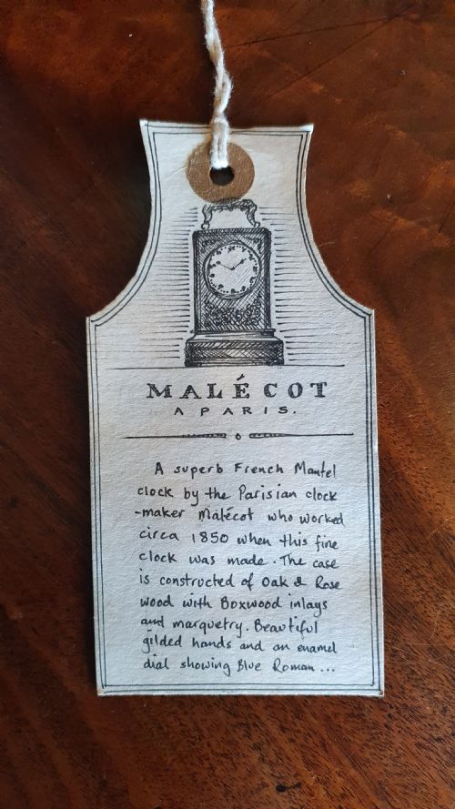MANTEL CLOCK BY MALECOT OF PARIS - ADDITIONAL PHOTO 7