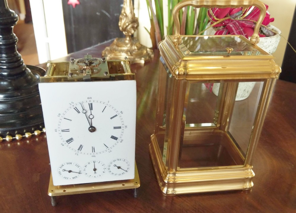 Large Carriage clock, triple sub dials, Grande Sonnerie on Bells.   View X