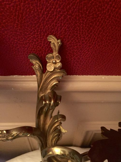 PAIR ART NOUVEAU TWIN ARM WALL LIGHTS BRONZE - ADDITIONAL PHOTO 12