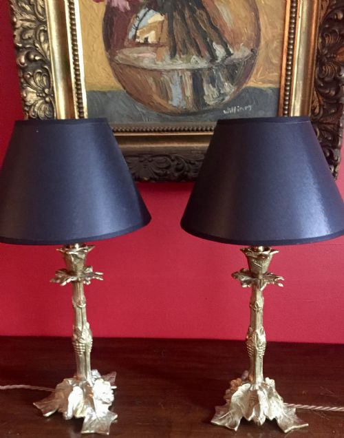 Pair 19th Century Lamps Bronze French