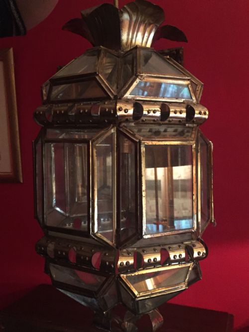 Versailles  Hall Lantern Gilt Brass and Bevelled Glass