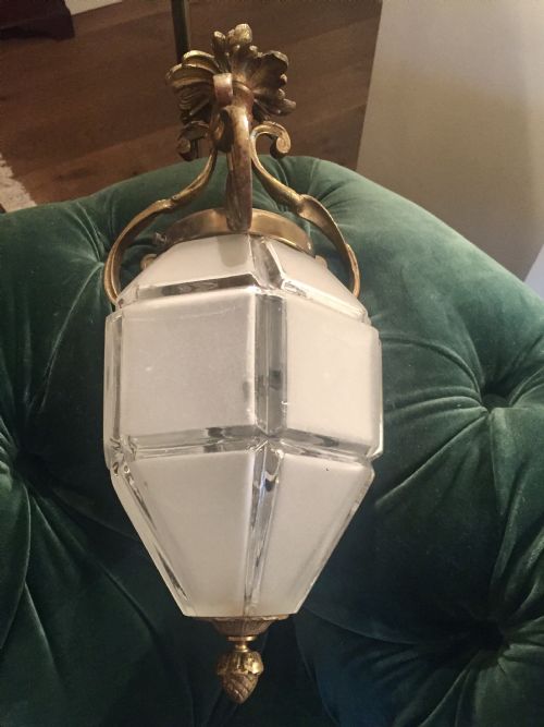 ORIGINAL EDWARDIAN LANTERN FROSTED GLASS AND BRONZE - ADDITIONAL PHOTO 2