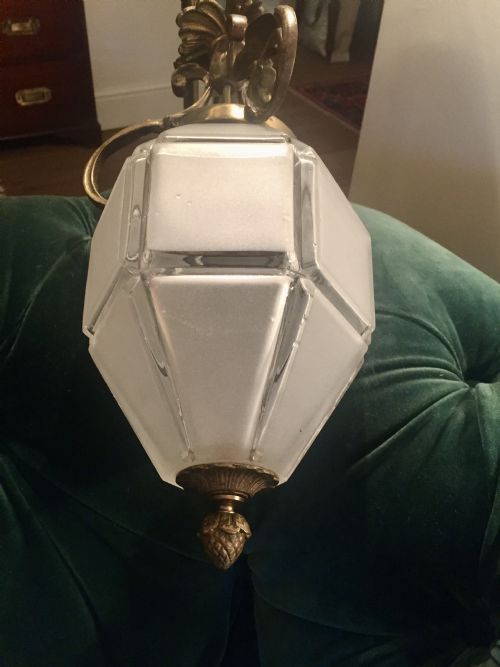 ORIGINAL EDWARDIAN LANTERN FROSTED GLASS AND BRONZE - ADDITIONAL PHOTO 4