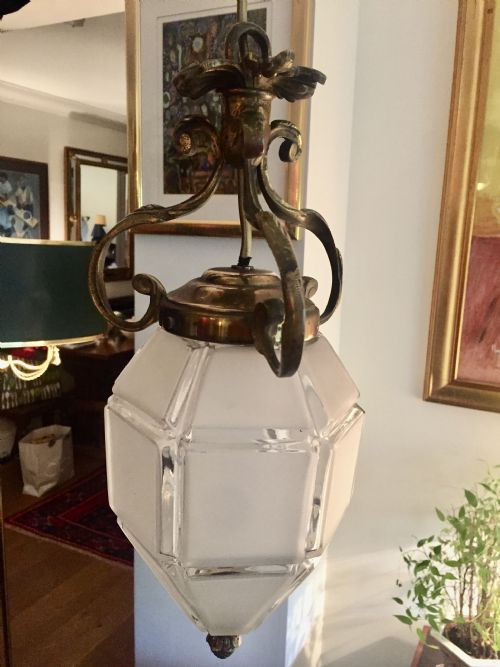 ORIGINAL EDWARDIAN LANTERN FROSTED GLASS AND BRONZE - ADDITIONAL PHOTO 6