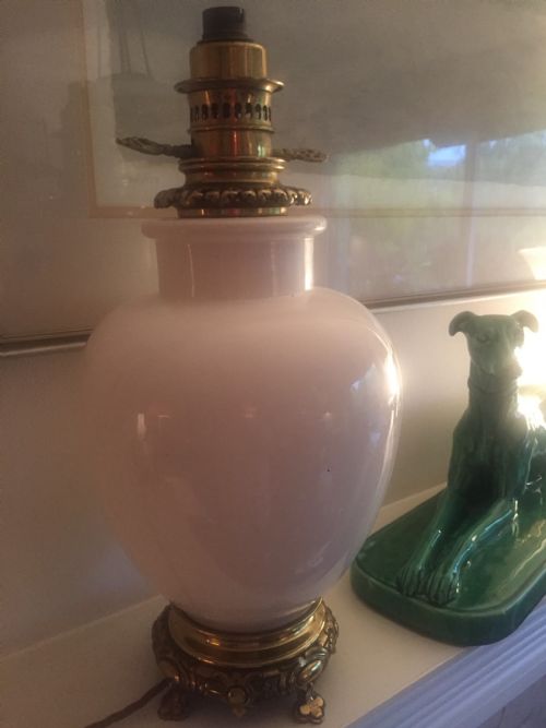 IMPRESSIVE TABLE LAMP FAIENCE AND BRASS - ADDITIONAL PHOTO 2