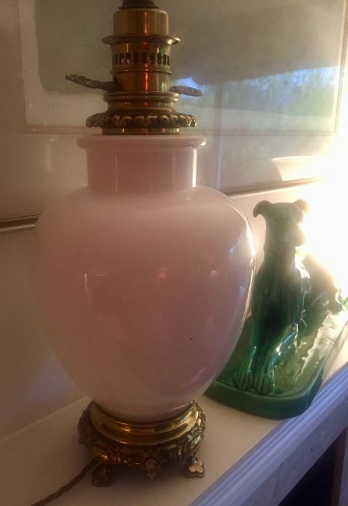 IMPRESSIVE TABLE LAMP FAIENCE AND BRASS - ADDITIONAL PHOTO 4