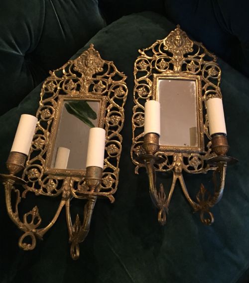 WONDERFUL 19TH CENTURY PAIR OF WALL LIGHTS BRONZE - ADDITIONAL PHOTO 4