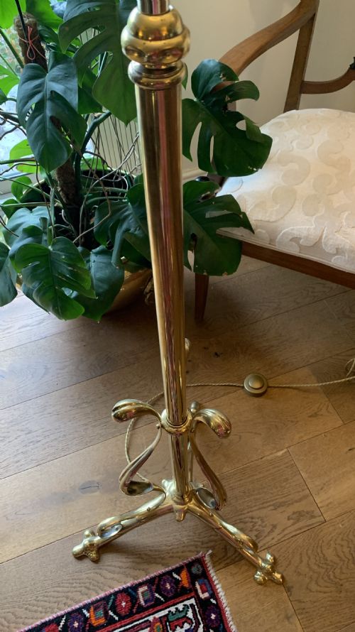 TALL HANDSOME EDWARDIAN TELESCOPIC UPLIGHTER BRASS AND OPALINE - ADDITIONAL PHOTO 5