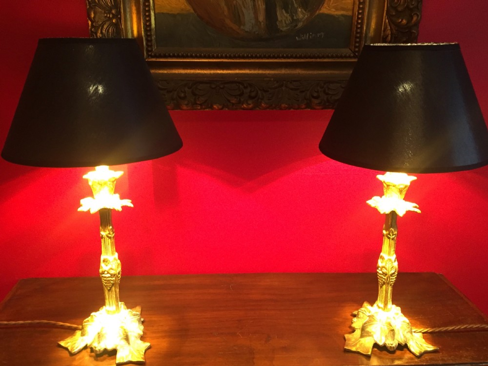 Pair 19th Century Lamps Bronze French View VI