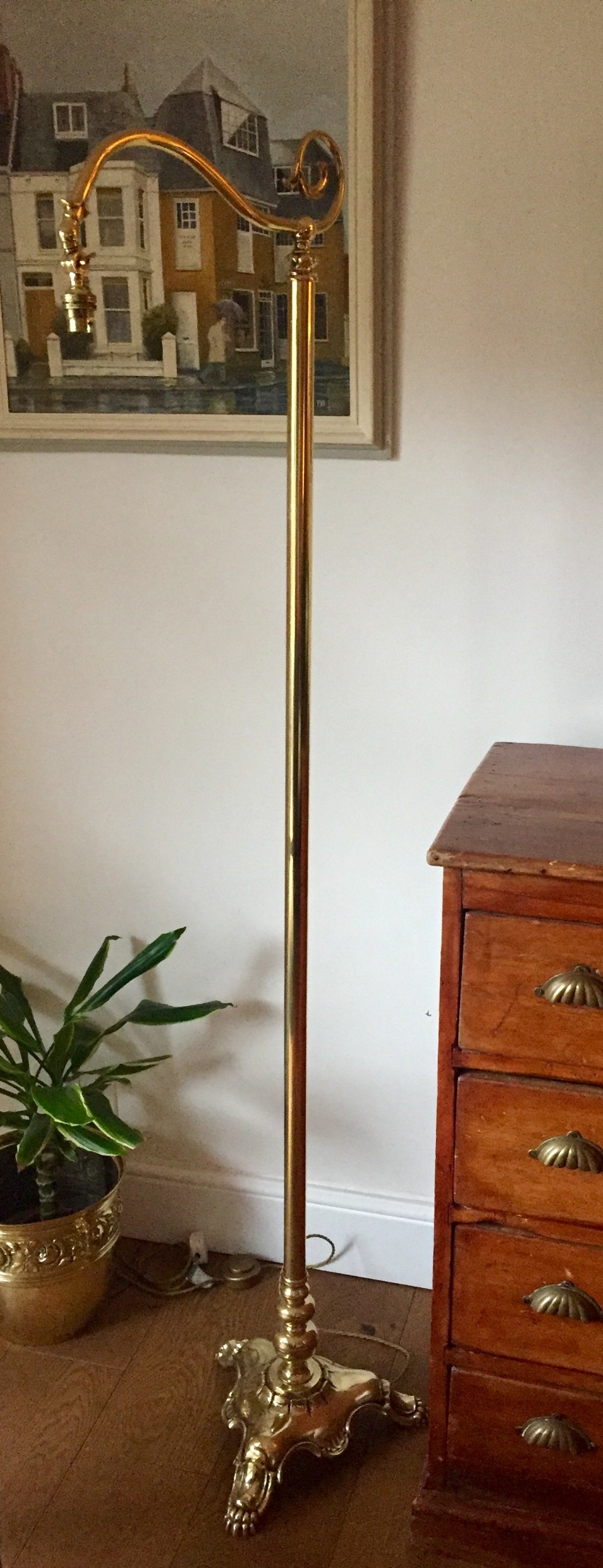 Handsome Edwardian Articulated Standard Lamp Brass