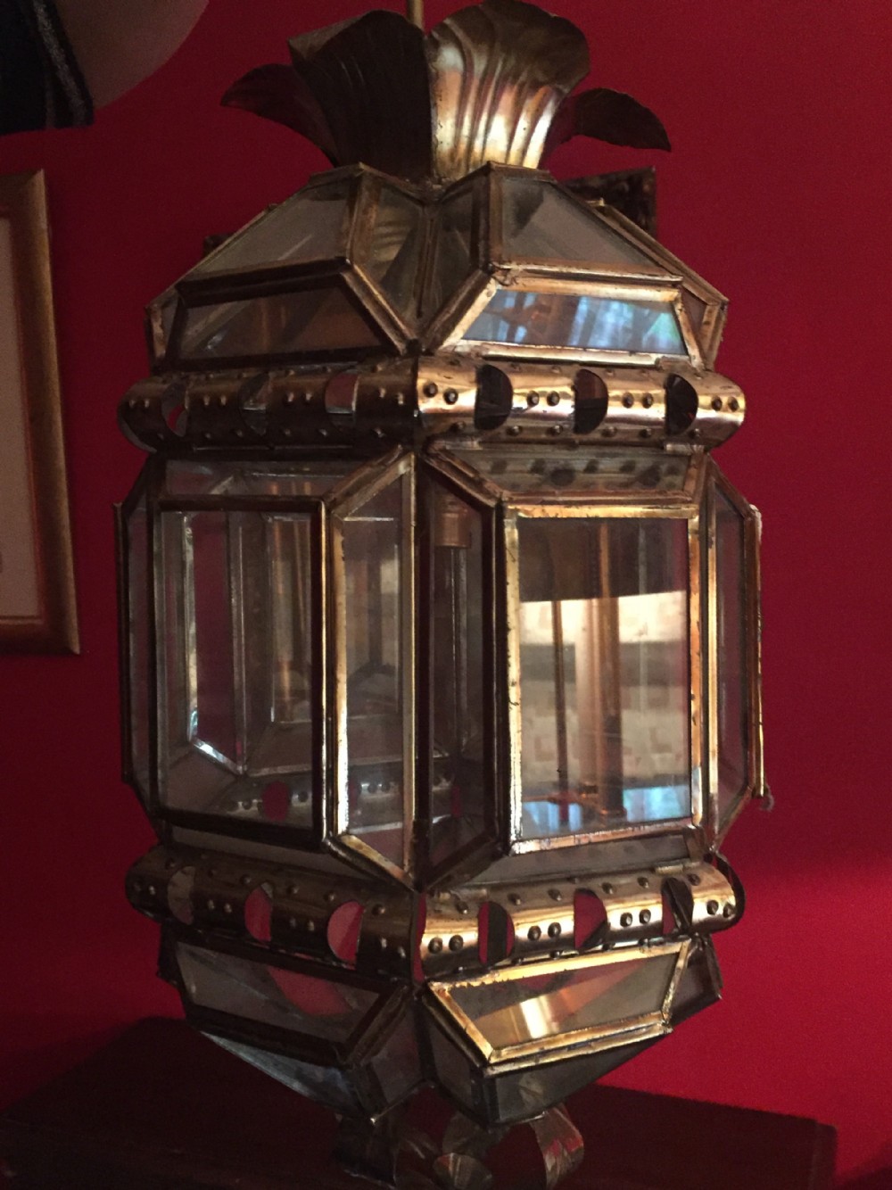 Versailles  Hall Lantern Gilt Brass and Bevelled Glass