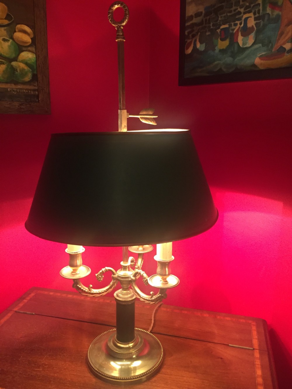 Handsome Three Branch Bouillotte Desk Lamp