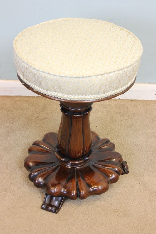Quality Victorian Adjustable Piano Stool / Dressing Table Stool