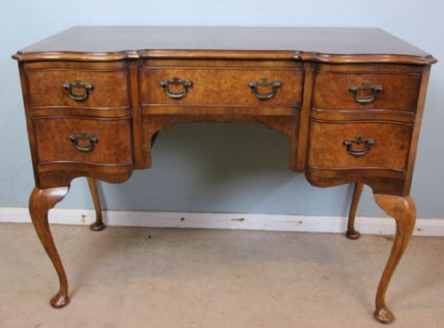 Antique Burr Walnut Dressing Table, Side Table, Desk