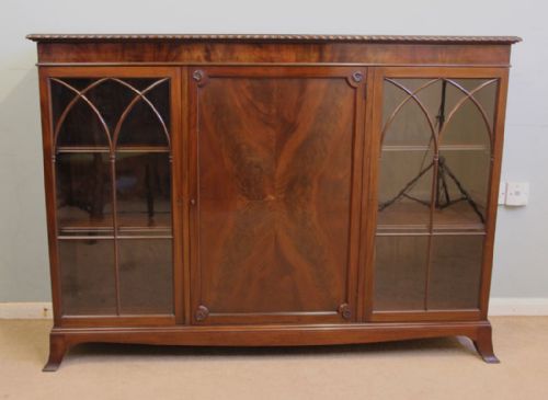 Antique Mahogany Bookcase Display Cabinet
