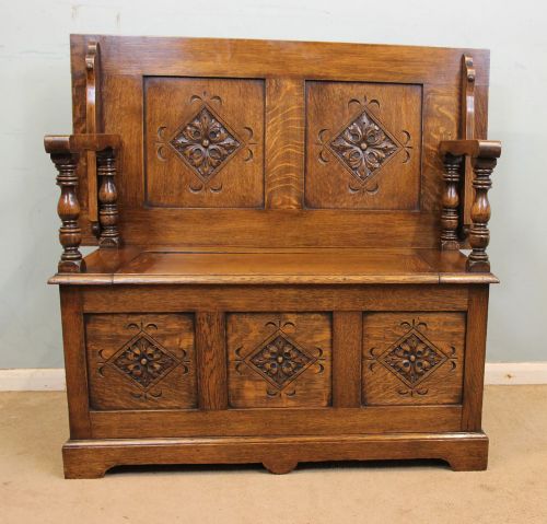 Oak Monks Bench Hall Seat Settle