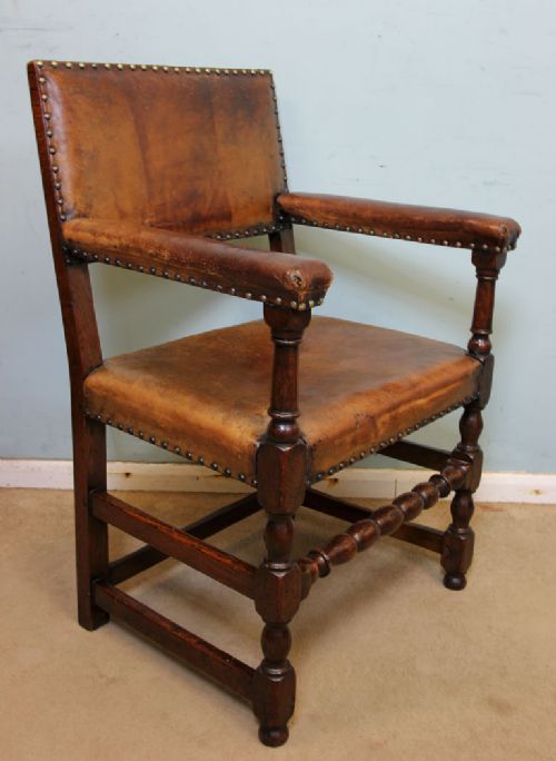 fig 1. Antique Set 8 Oak Jacobean Country Dining Chairs