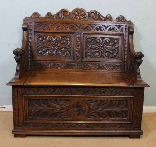 Antique Oak Monks Bench Settle
