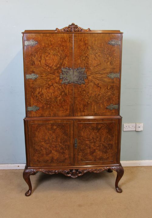 Burr Walnut Cocktail Drinks Cabinet