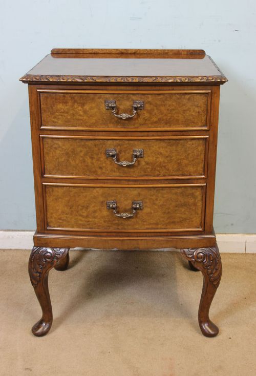 Burr Walnut Queen Anne Style Side Cabinet.