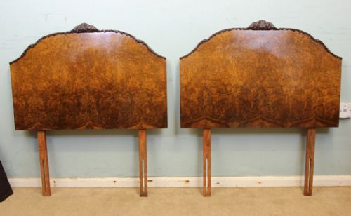 Pair of Burr Walnut Single Bed Headboards