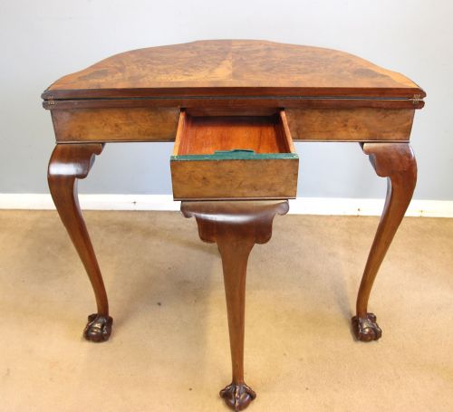 ANTIQUE BURR WALNUT CONSOLE CARD SIDE TABLE - ADDITIONAL PHOTO 6