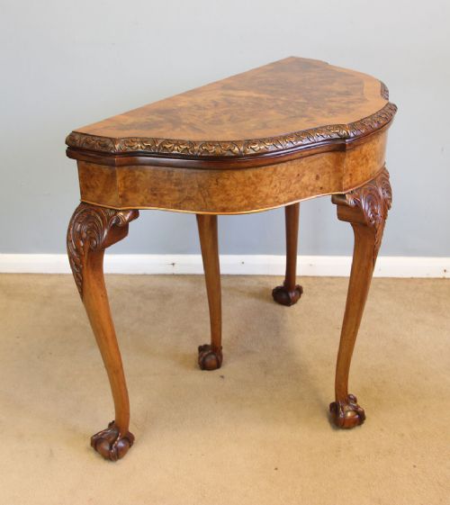 ANTIQUE BURR WALNUT CONSOLE CARD SIDE TABLE - ADDITIONAL PHOTO 9
