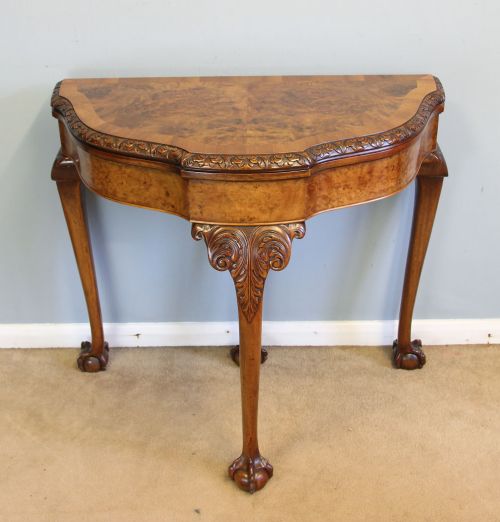 ANTIQUE BURR WALNUT CONSOLE CARD SIDE TABLE - ADDITIONAL PHOTO 10