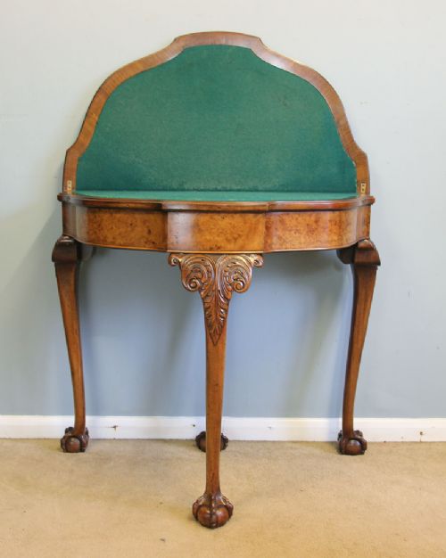 ANTIQUE BURR WALNUT CONSOLE CARD SIDE TABLE - ADDITIONAL PHOTO 13