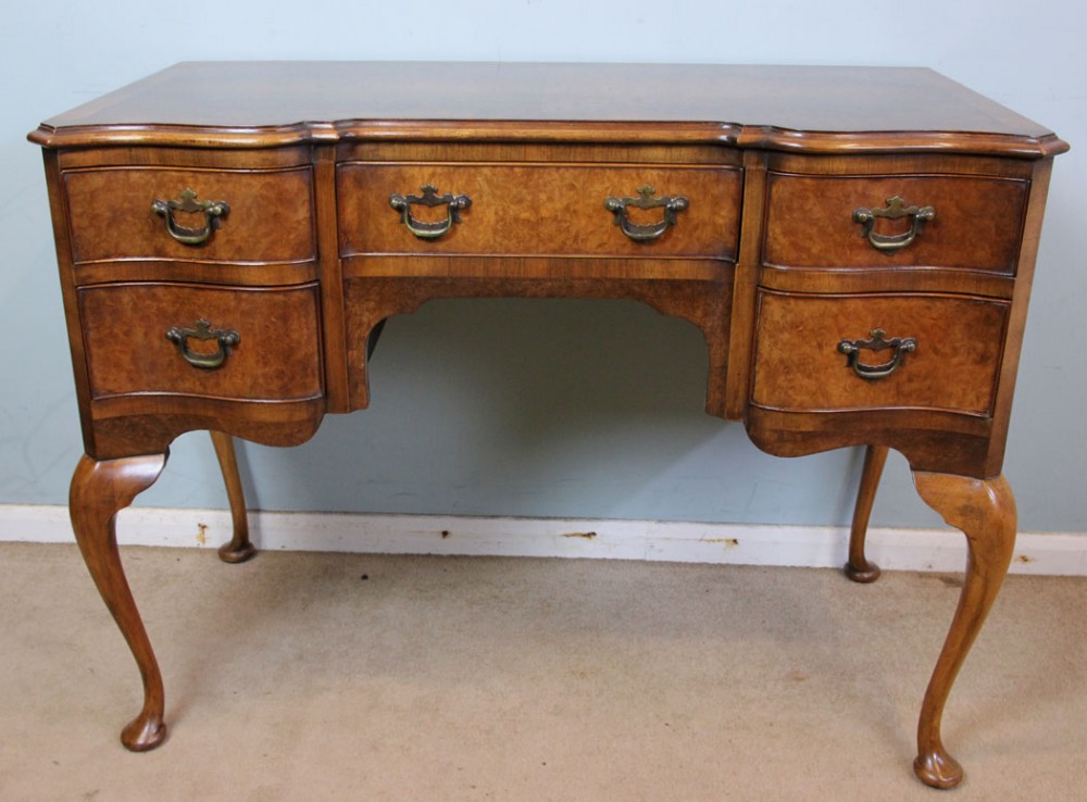 Antique Burr Walnut Dressing Table, Side Table, Desk