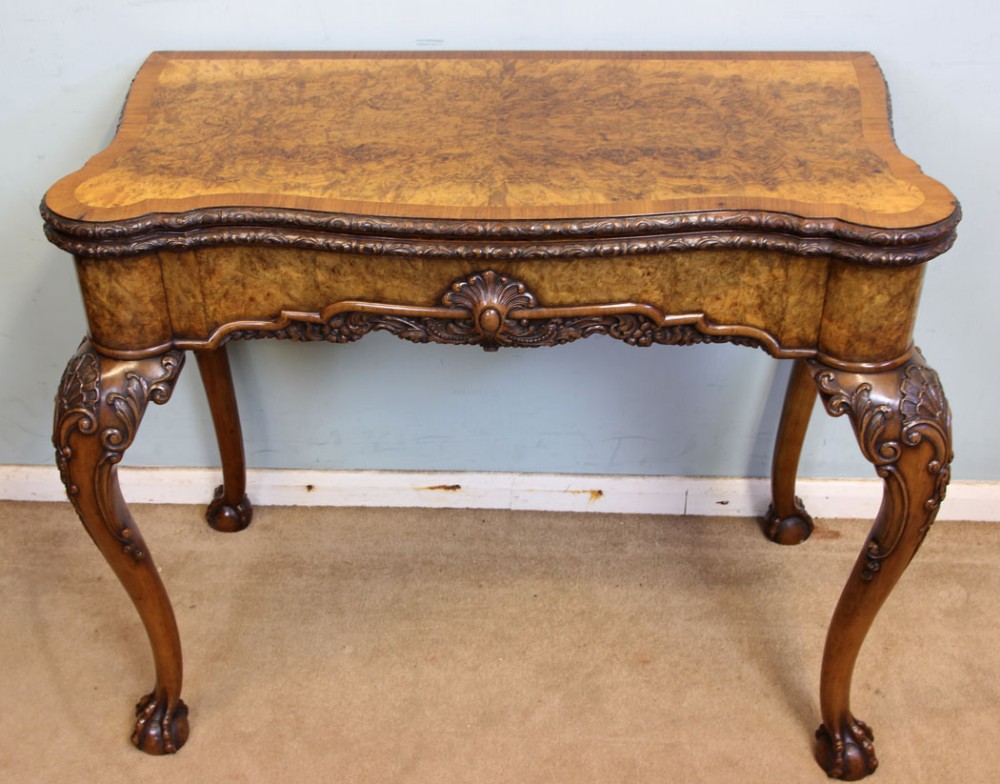 Fine Quality Burr Walnut Georgian Style Card Table 