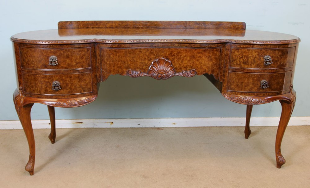 Burr Walnut Queen Anne Style Desk Dressing Table 