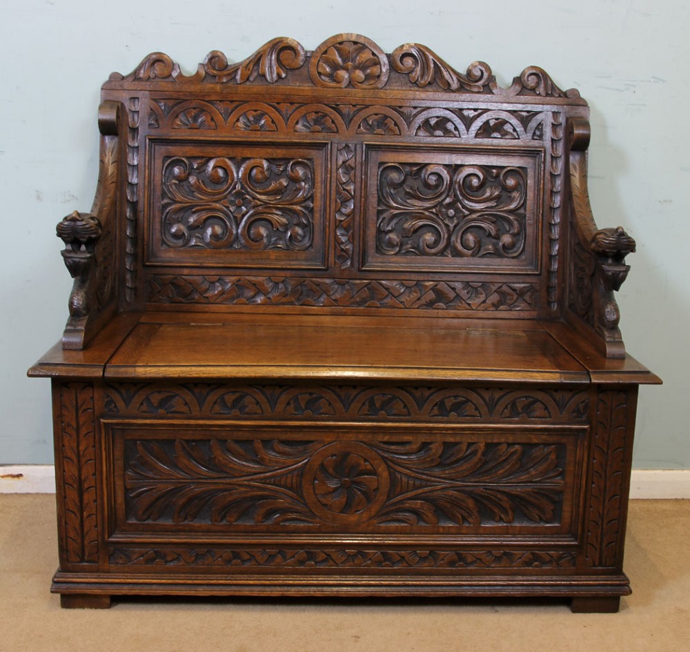 Antique Oak Monks Bench Settle