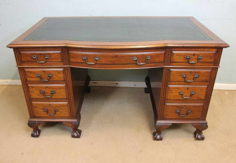 Mahogany Shaped Kneehole Writing Desk