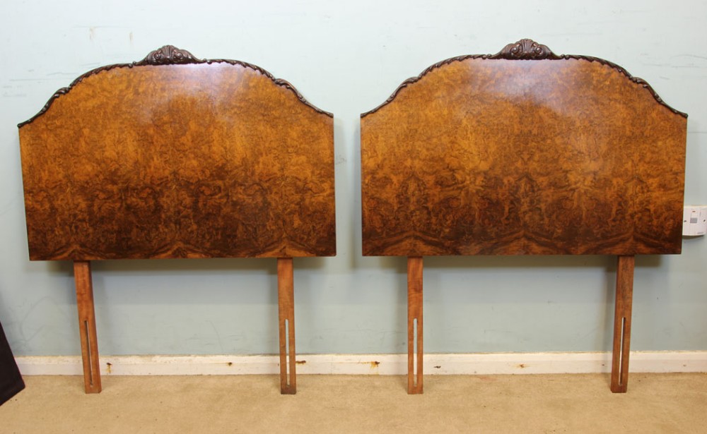 Pair of Burr Walnut Single Bed Headboards