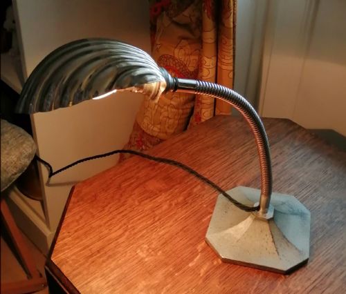 ANTIQUE ART DECO CHROME AND CAST IRON DESK LAMP - ADDITIONAL PHOTO 2